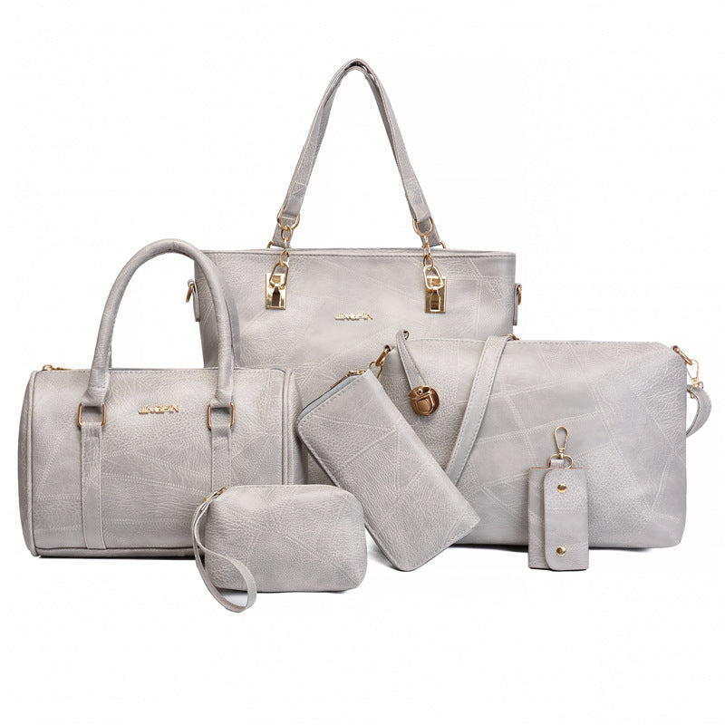 Women's Fashion Simple Leather Pattern Set Mother Shoulder Bags