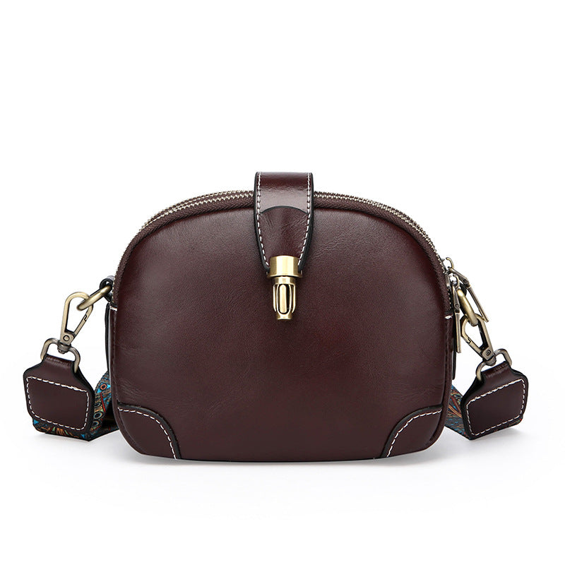 Women's First Layer Cowhide Korean Retro Pure Shoulder Bags