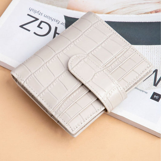 Women's Crocodile Pattern Genuine Leather Zipper Compact Coin Purses