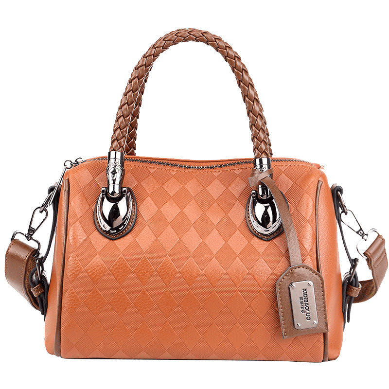Women's Retro Plaid Portable Pillow Boston Bags