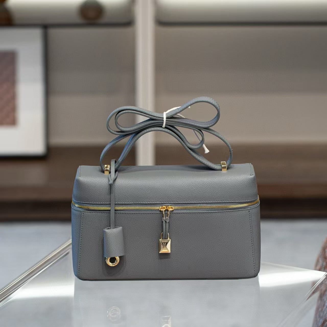 Lunch Box Vintage Genuine Leather Portable Crossbody Bags