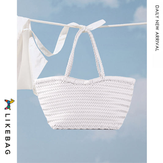 Women's Capacity French Shopping Woven Knitting Holiday Shoulder Bags