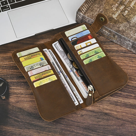 Men's Top Layer Crazy Horse Skin Cowhide Multiple Men's Wallets
