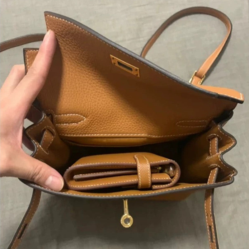 Fashion Kelly Litchi Pattern First Layer Backpacks