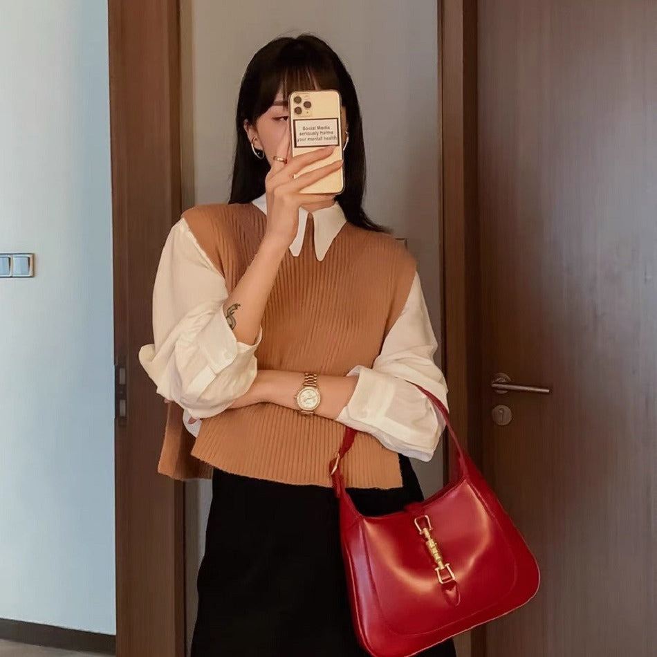 Women's Tide Graceful Underarm Red Wedding Simple Armpit Bags