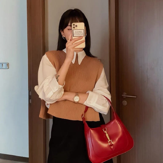 Women's Tide Graceful Underarm Red Wedding Simple Armpit Bags