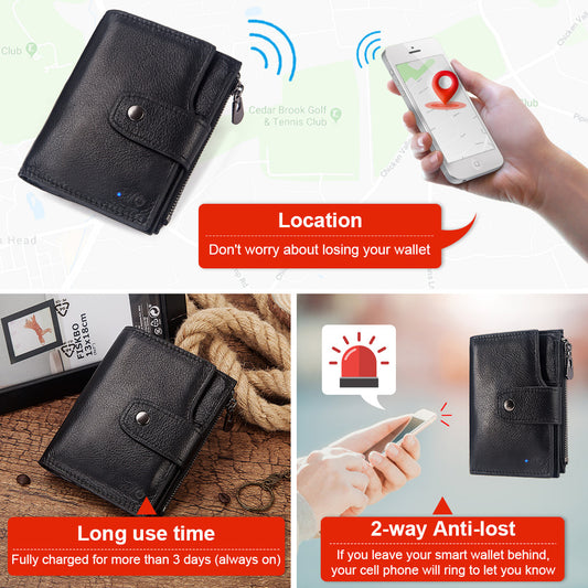 Men's Smart Swiping Connection Multifunctional Leather Men's Wallets
