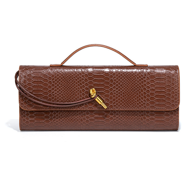 Snake Pattern Dinner Horizontal Clutch File Crossbody Bags