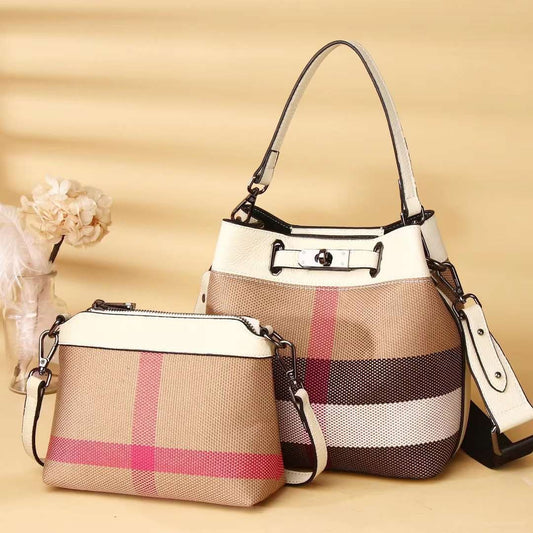 Women's Korean Style Plaid Portable Large Capacity Handbags