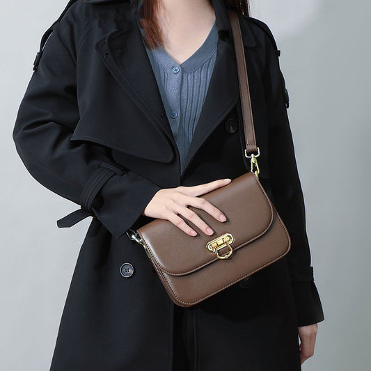 Women's Texture Cow Leather Genuine Retro Underarm Shoulder Bags