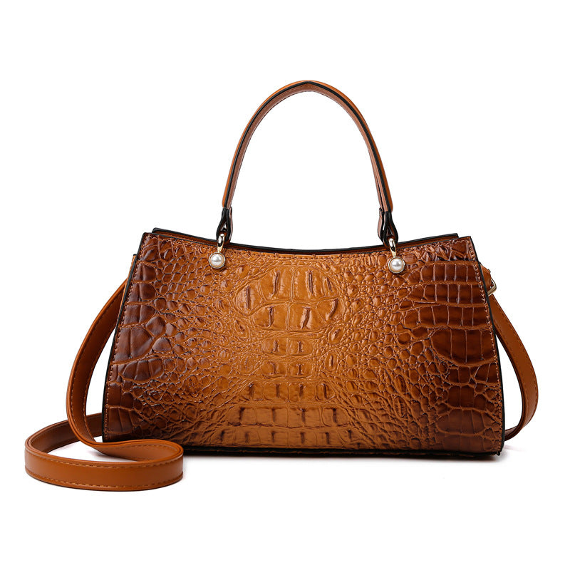 Women's Fashion Crocodile Pattern Large Capacity Textured Handbags