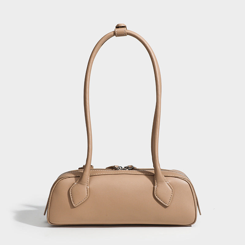 Women's Cowhide French Style Sausage Retro Underarm High Shoulder Bags