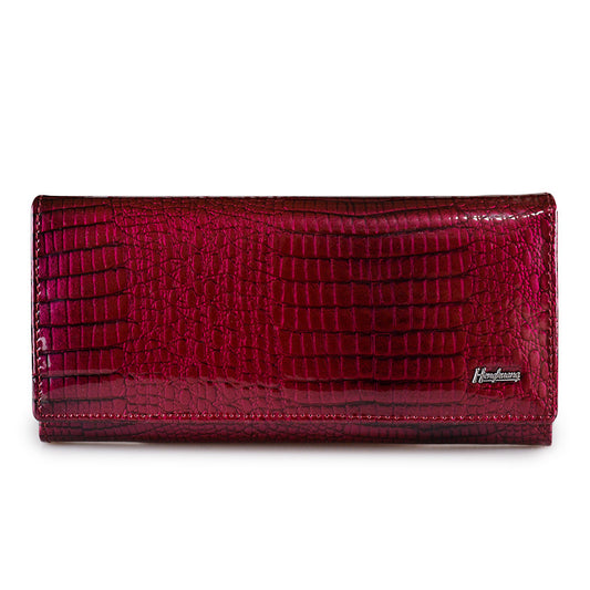 Women's Patent Leather Genuine Female Crocodile Pattern Ladies Wallets