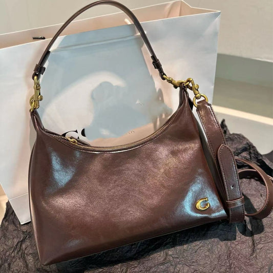 Women's Underarm Oil Wax Leather Fashion Shoulder Bags