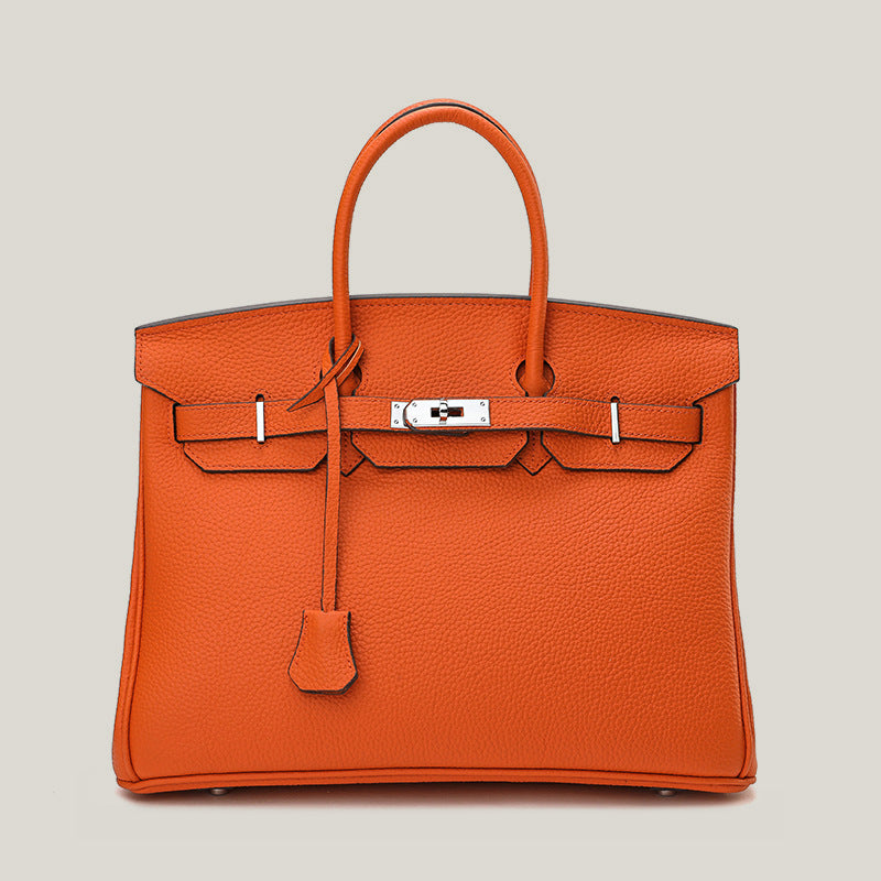 Women's Sier Litchi Pattern Genuine Leather First Layer Bags