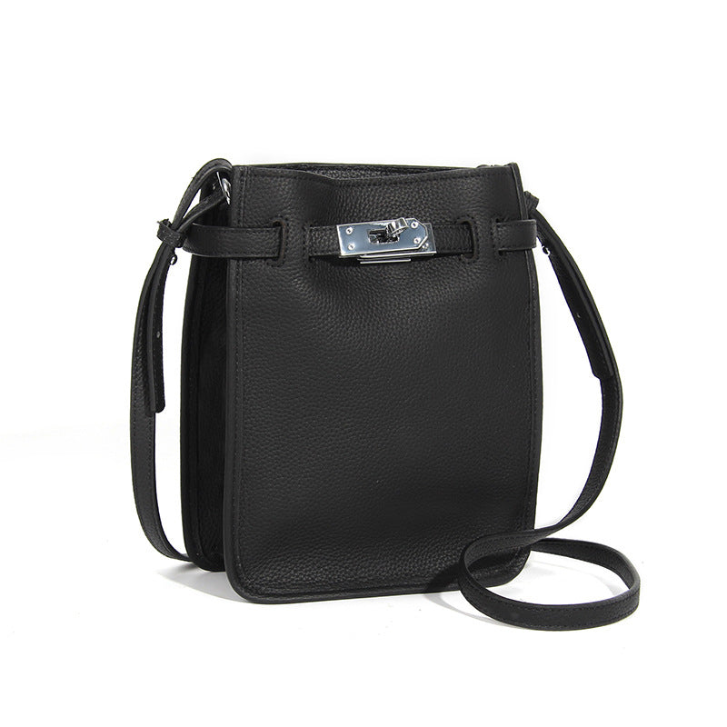 Women's High-grade Large Capacity Minority Simple Genuine Crossbody Bags