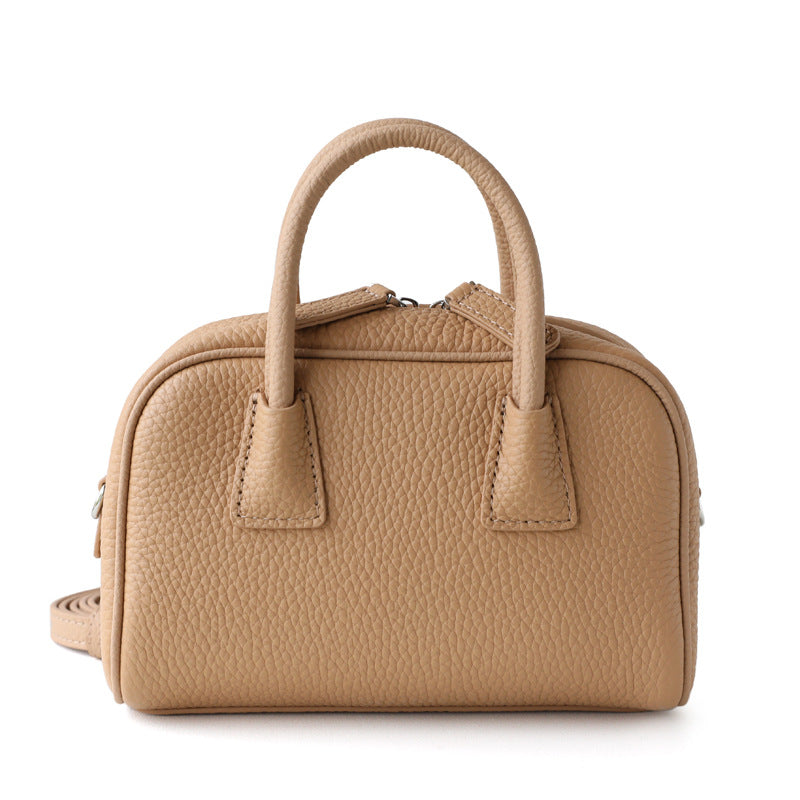 Women's Korean Style First Layer Cowhide Bowling Handbags