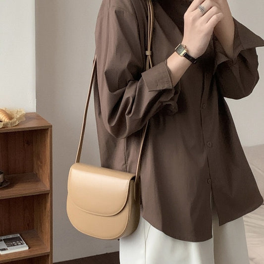 Women's Niche Genuine Leather High-grade Simple Saddle Bags