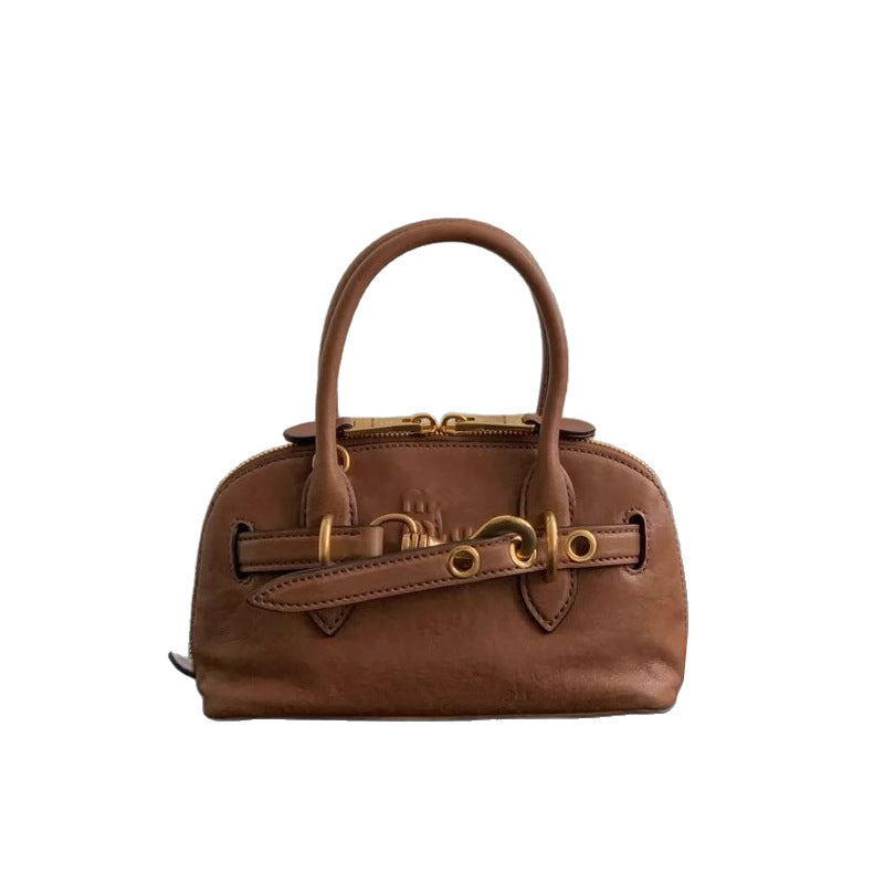 Vintage Genuine Leather Commuter Bowling Versatile Handbags