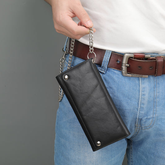 Men's Snap Fashion Retro Chain Style Mid-length Purses