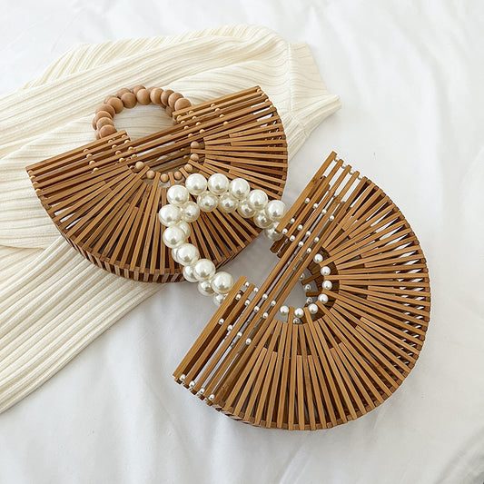 Women's Super Popular Hand-woven Bamboo Woven Basket Handbags