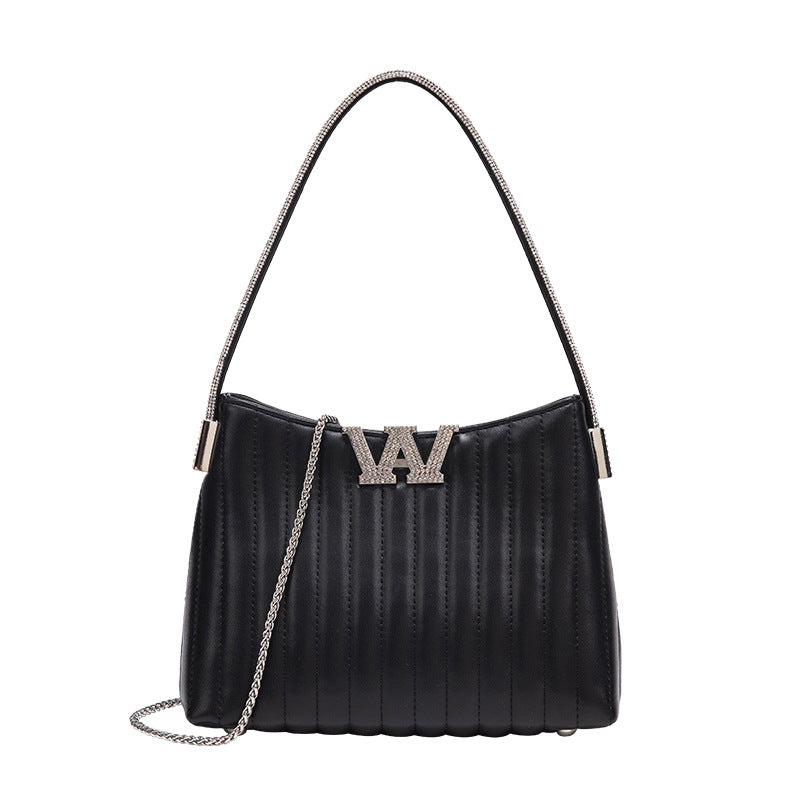 Women's Rhinestone Quartz Diamond Chain Alexander Wang Underarm Bags