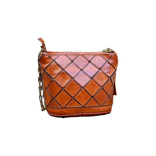 Women's Pattern Rhombus Splicing Fashion Vegetable Tanning Crossbody Bags
