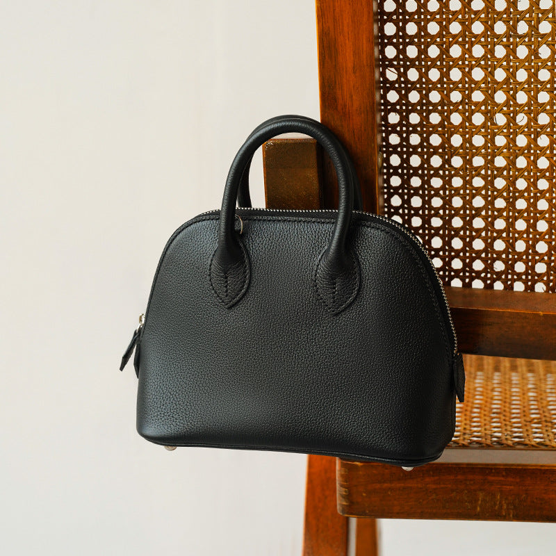 Women's Bowling Shell Top Layer Cowhide Leather Crossbody Bags