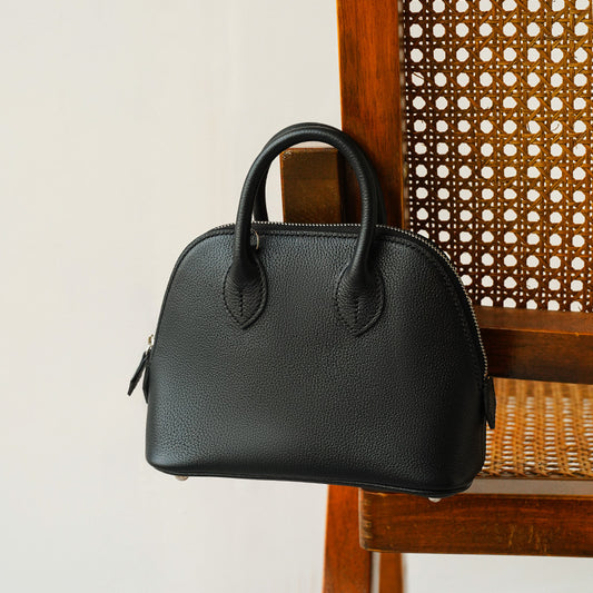 Women's Bowling Shell Top Layer Cowhide Leather Crossbody Bags
