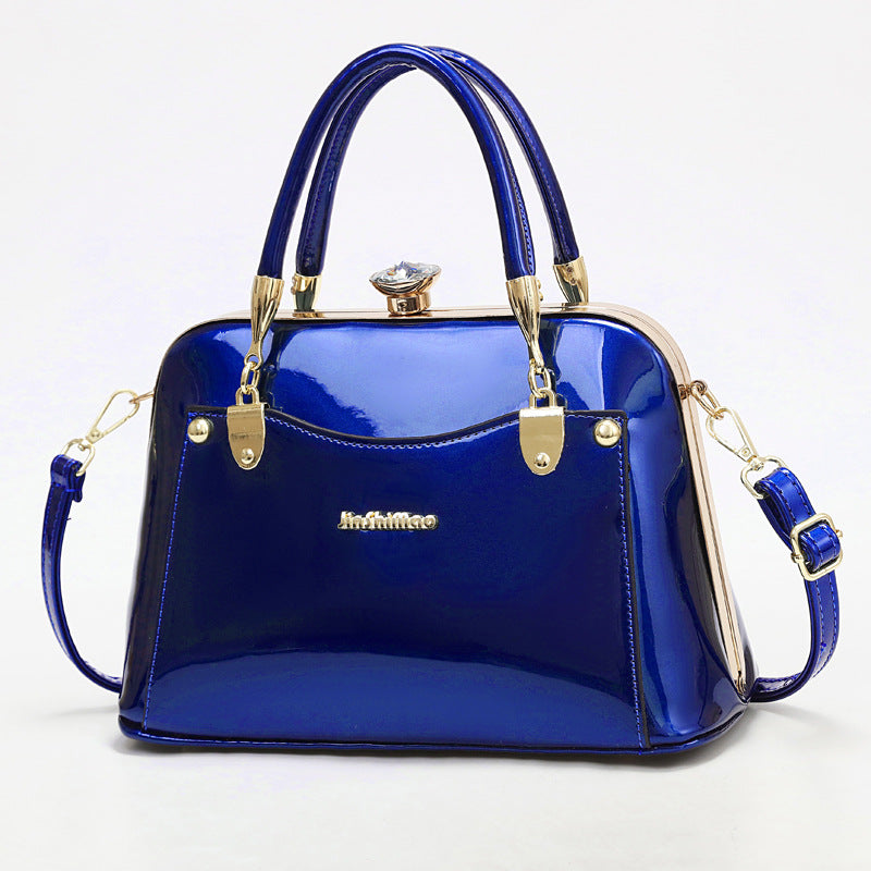 Women's Popular Bright Leather Steel Frame Fashion Handbags