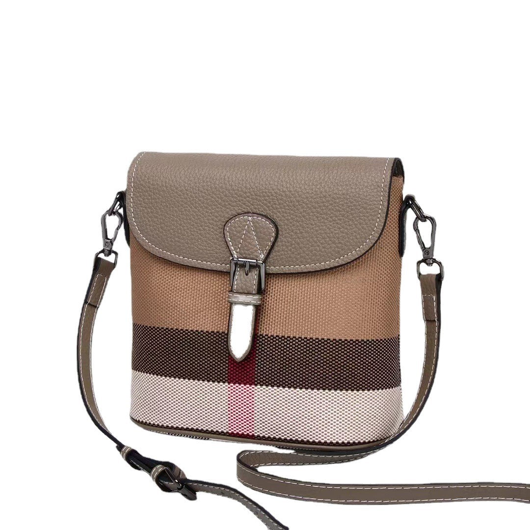 Women's Trendy Genuine Leather Fashionable Cowhide Plaid Shoulder Bags