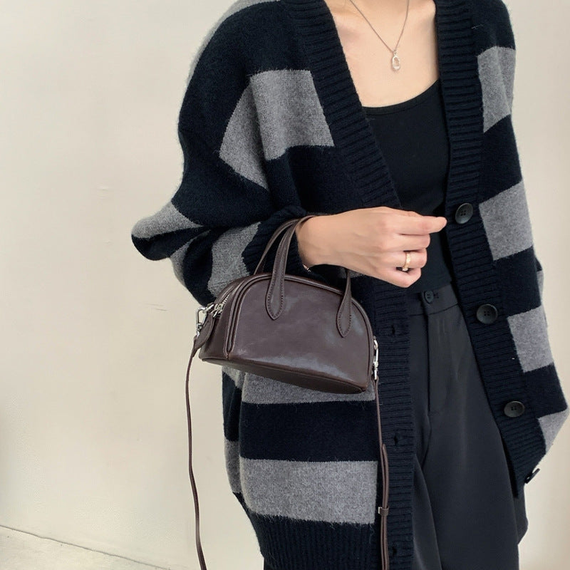 Style Niche Retro Portable Real Cowhide Bags