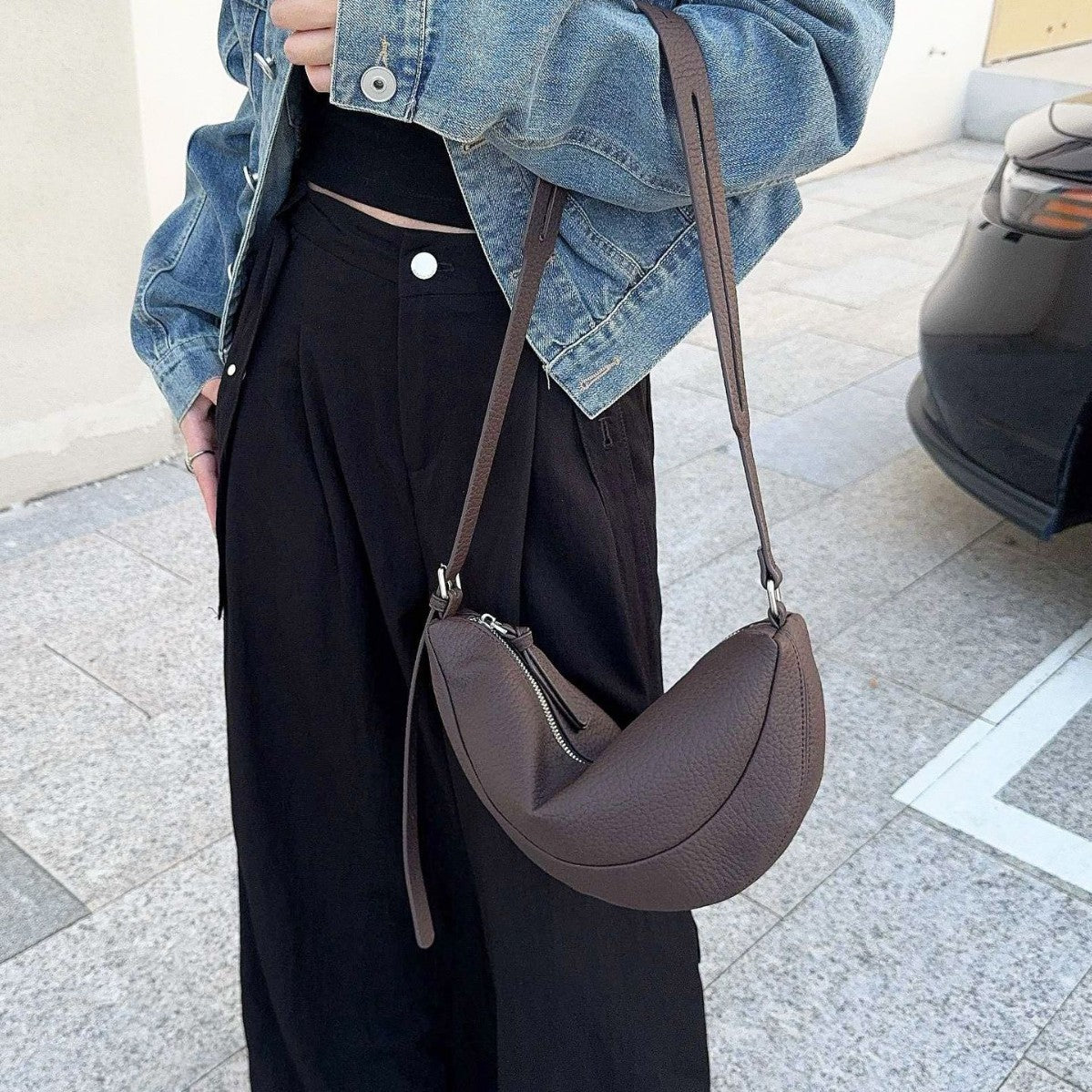 Women's Litchi Pattern Leather Can Be Praised Crossbody Bags