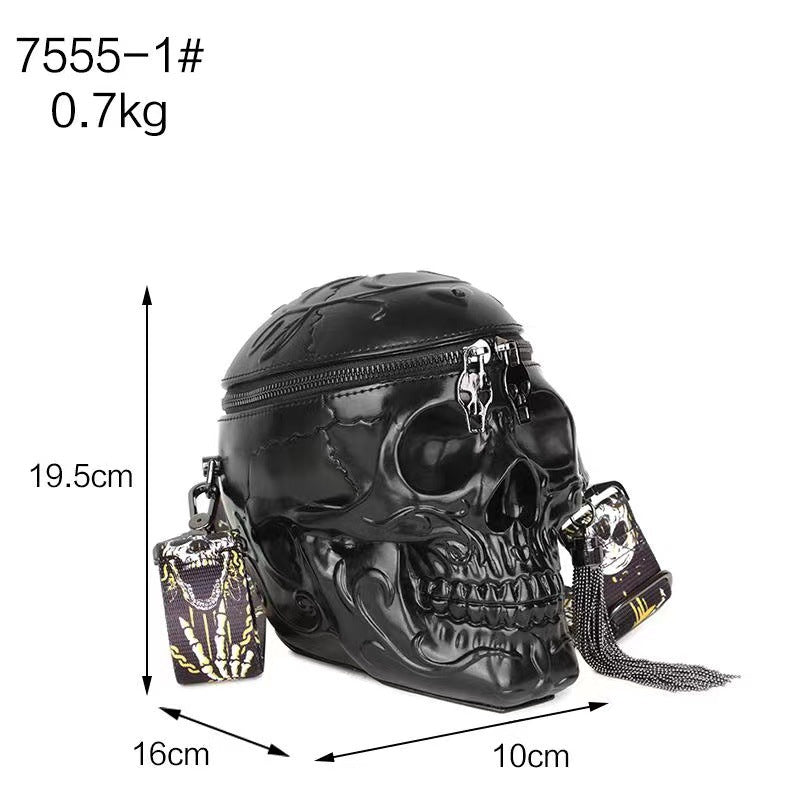 Male Female Personality Funny Black Skull Crossbody Bags