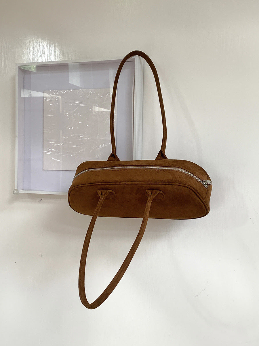 Women's Suede Baguette Fashion Arc Underarm Plush Shoulder Bags