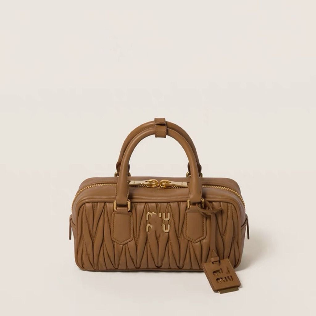 Women's Pleated Bowling Boston Portable Rhombus Bags