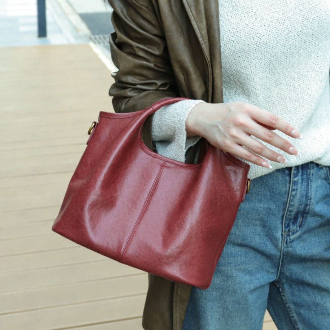 Women's Layer Vegetable Tanning Leather Retro Handbags