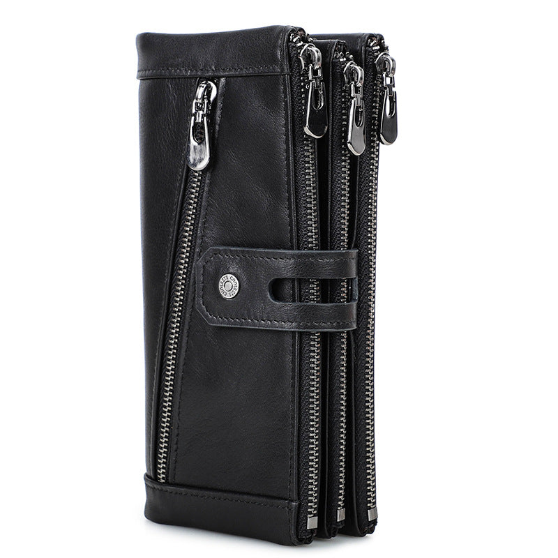 Women's Comfortable Black Angel Swiping Leather Ladies Wallets