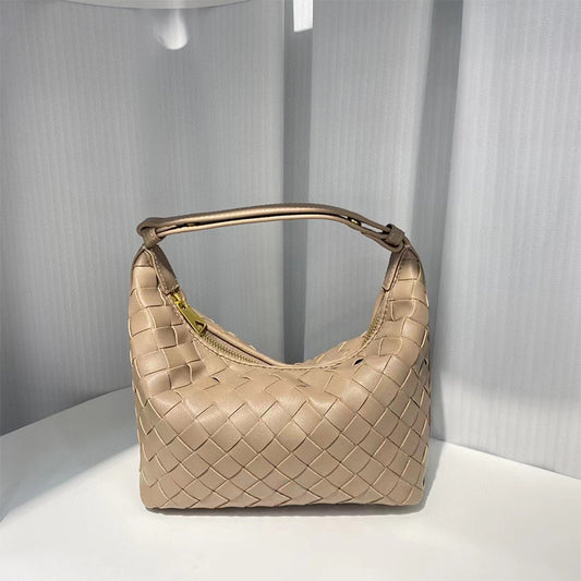Women's Lunch Box Underarm Genuine Leather Woven Handbags