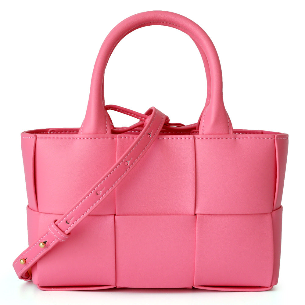 Women's Niche Large Capacity Authentic Leather Weave Simple Handbags