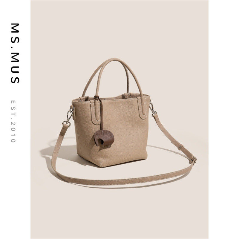 Women's Leather First Layer Cowhide Vegetable Basket Fashion Shoulder Bags