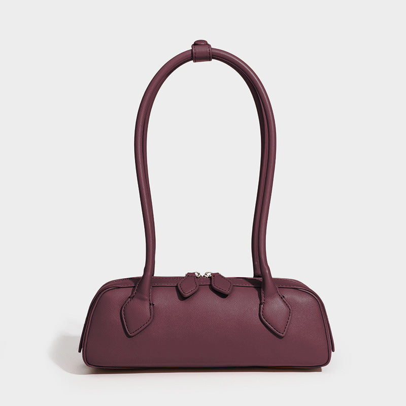 Women's Niche Cowhide French Style Sausage Retro Handbags