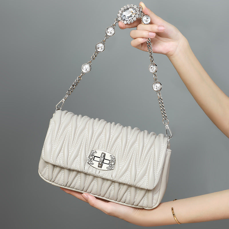 Women's Trendy Genuine Leather Summer Chain Underarm Arm Bags