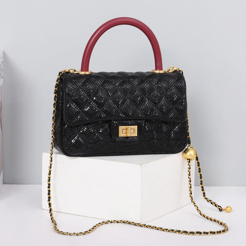 Pattern Rhombus Chain Genuine Leather Fashion Exquisite Crossbody Bags