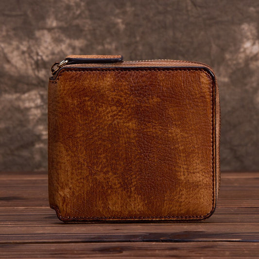 First Layer Cowhide Multiple Slots Texture Short Men's Wallets
