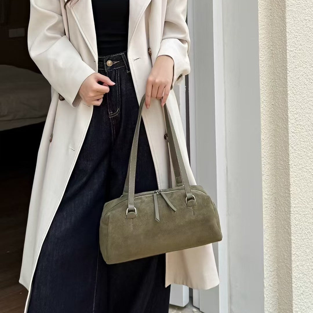 Leather Portable French Boston Bowling Large Bags