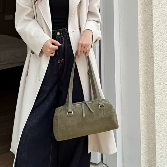 Leather Portable French Boston Bowling Large Bags