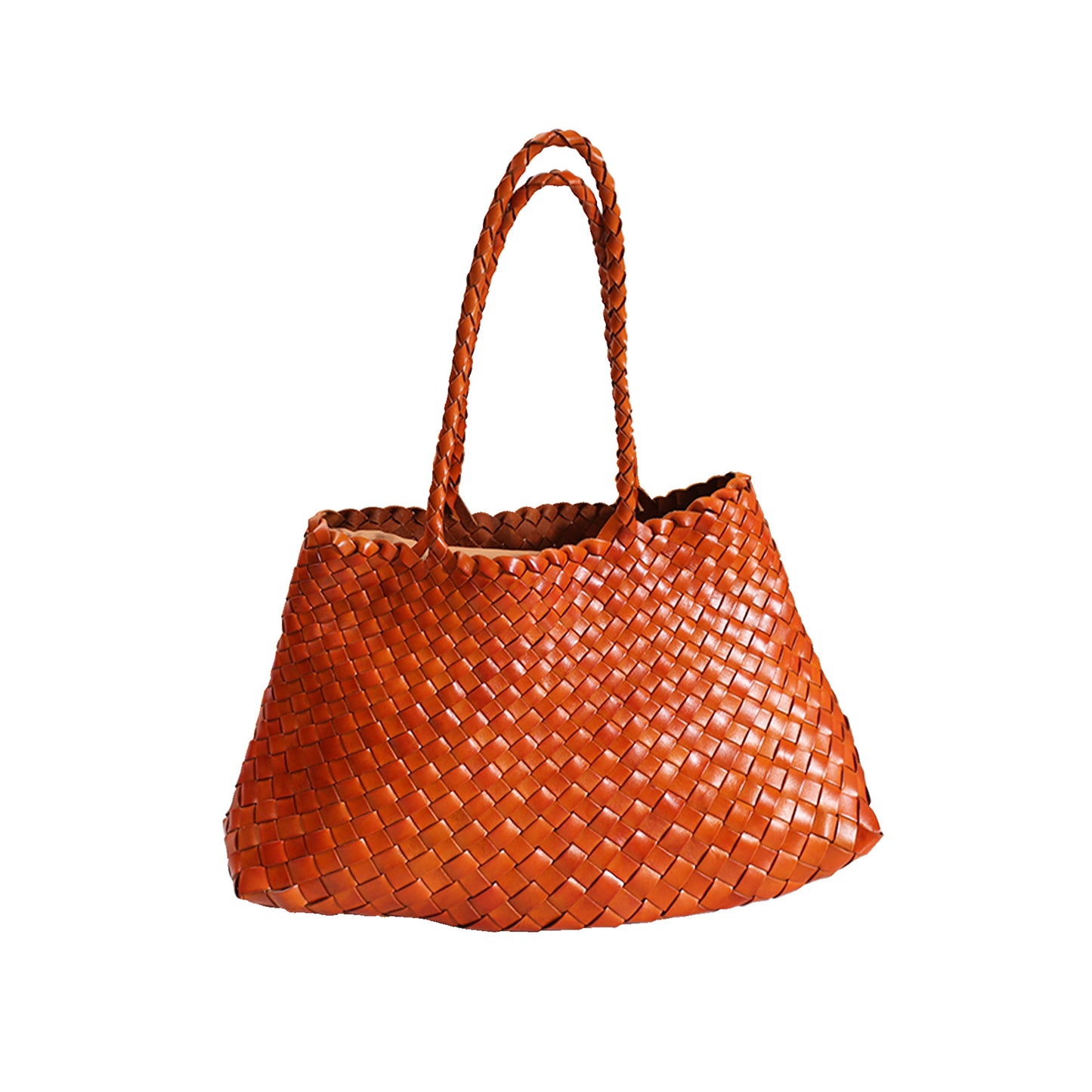 French Style Basket Cowhide Woven Vintage Large Bags