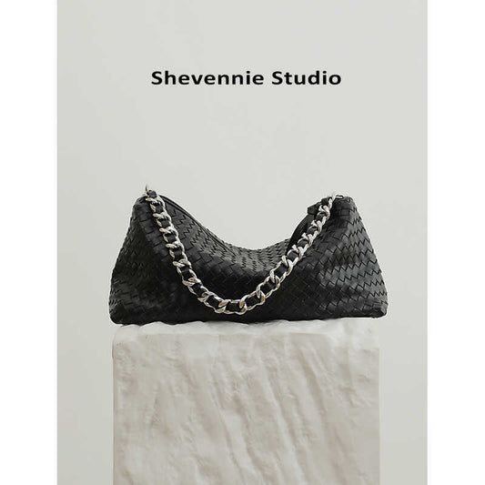 Braided Leather Large Capacity Oblique Collapse Tote Bags