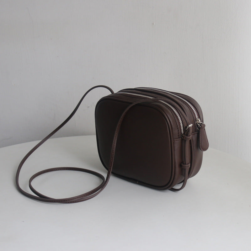 Inside Outside Design Cowhide Leather Simple Crossbody Bags
